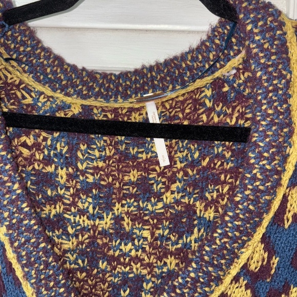 Free People Little Animal Pullover Blue Fig Combo Women’s Small Oversized Boho - Picture 4 of 7